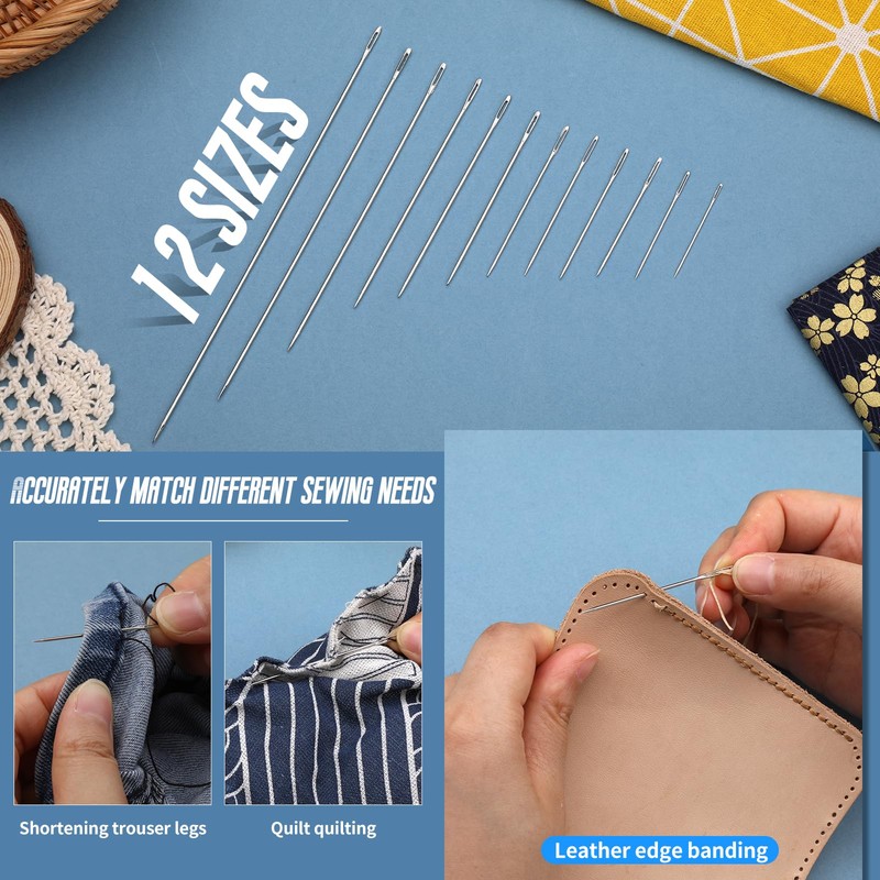 Axmru 60 Pcs Hand Sewing Needles 12 Sizes Embroidery Needles