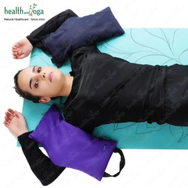 HEALTHANDYOGA(TM Yoga Sand Bags - Double Bag with Inner Waterproof Bag- Prop for Adding Weight and Support (Blue)