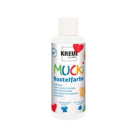 KREUL Mucki 24101 Craft Paint for Children, 80 ml in White, Children's Paint, Water-based, Paraben-Free, Gluten-Free, Lactose-free and Vegan, Washable, Can be Painted with Brush and Sponge