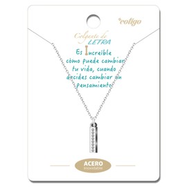 Cotigo - Stainless Steel Letter Necklace with Sparkling Cubic Zirconia Stone - Women's Necklace with Letter Pendant A-Z - Initial Pendant - Gift for Women, Mother's Day, Anniversary, Standard