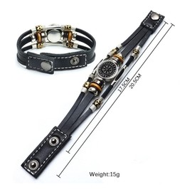 RICHARD-911 Pulsera Brazalete Brújula Vegvisir Vikingo Runa Celta Acero Cuero Piel Joyería Regalo Pareja Hombre Mujer