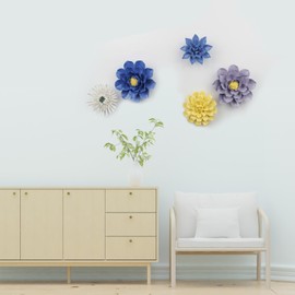 Enjthe ulellife 3d decorations Ceramic Flower Wall Decora Porcelain Flower Wall Decor 3D Wall Art Decoration for Living Room Bedroom 3d flower wall art (4.7")