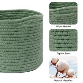 MiniArk Small Storage Basket for Organizing | Cube Shelf Closet Storage Baskets | 9.7×9.7×7.1” Cute Baby Basket for Nursery | Woven Rope Basket Bins | Gift Basket Easter |Round 3 Packs Green