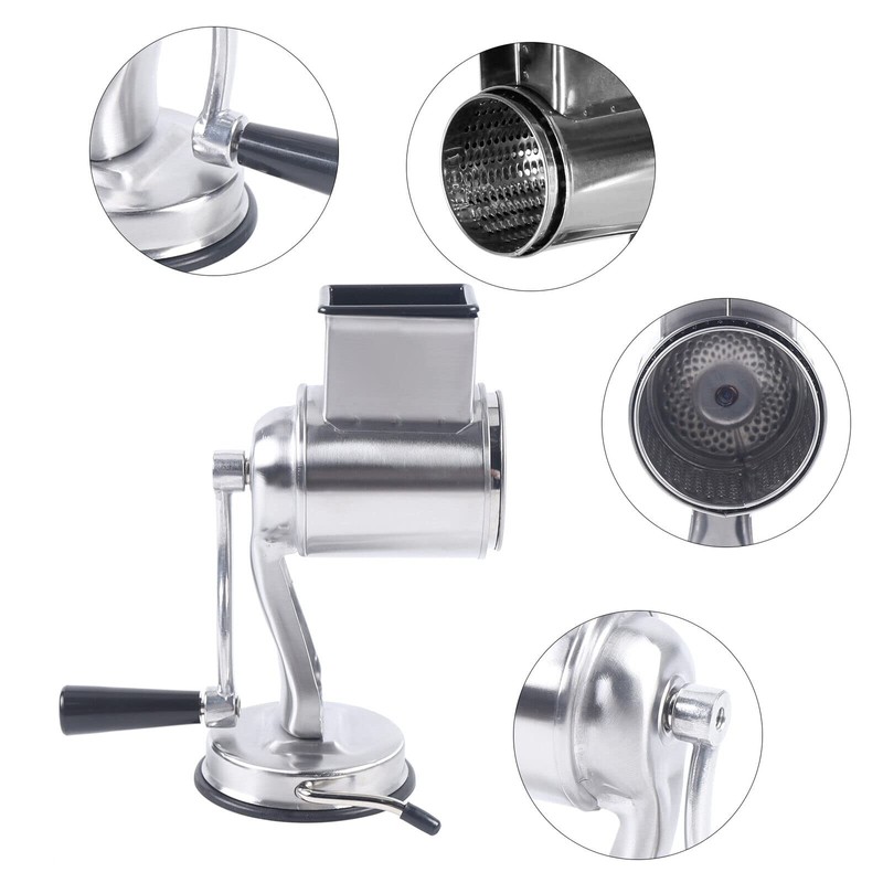 DDBESSIC Stainless Steel Kitchen Grater, Rotary Drum Slicer Cheese Grater