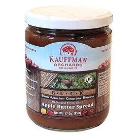 Kauffman Orchards "BUCK" Apple Butter Spread, No Sugar or Spice Added, Made with Blondee, Ultima Gala, Crimson Crisp, and Kindercrisp Apples, 17 Oz. Jar (Pack of 2)