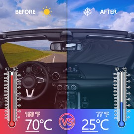 Windshield Sunshade for Mazda MX-5 Miata 2016-2024, Front Window Sun Shade, Foldable Reflective Sun Visor, Screen Shield Cover UV Blocker Protector HeatShield Keeps Your Vehicle Cool (White)