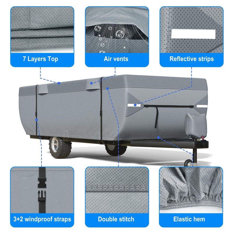 Mofeez Pop Up Camper Cover 12-14ft, 7 Layers Top Extra-Thick