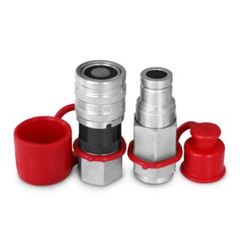 TL Topline 3/8" Body with 3/8" NPT Thread | Flat Face Hydraulic Quick Connect Coupler | Skid Steer Bobcat Attachment | ISO 16028 Heavy-Duty Coupling with Dust Caps | Model TL41