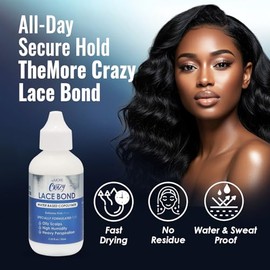 Lace Bond - Pegamento impermeable para peluca de encaje respetuoso con la piel, calcomanía a base de agua a prueba de sudor para piel cabelludo graso, fuerte sujeción extendida, 60 ml