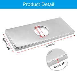 Biaungdo 6" Hole Cover Deck Plate, Polished Chrome Escutcheon Plate Stainless Steel Bathroom Faucet Plate Rectangle Faucet Cover Plate for 1 or 3 Hole Bathroom Vanity Sink Faucet