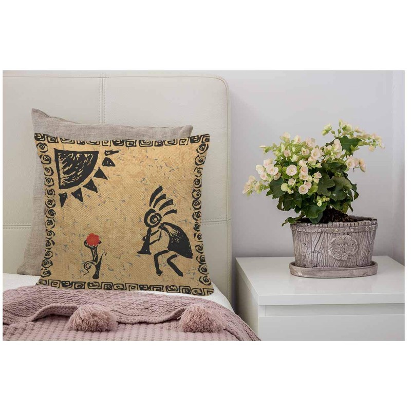 WONDERTIFY Throw Pillow Cover Case Kokopelli Fertility Deity Ethnic African