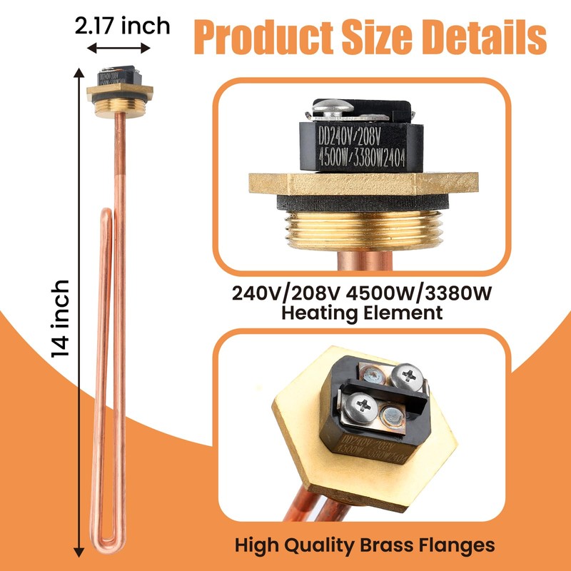 Dgqtrx 2pcs Large Flange SP610160 4500 Watt Water Heater Element