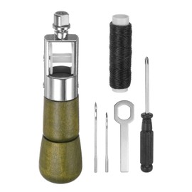 HARFINGTON Handwork Sewing Awl Set Stitching Leather Craft Stitch Awl Tool Kit with Wooden Handle Scratch for Leather Fabric Canvas Shoes Bags Belt Stitching Repair Lockstitch, Log Color