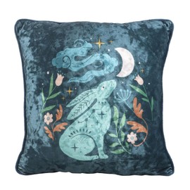 35cm Square Midnight Hare Cushion - Soft Velvet Pillow Cover with Elegant Rabbit Design, Perfect for Cozy Home Décor and Comfortable Lounging