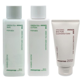 Innisfree Green Tea for Men 2 types (skin + lotion) + Volcanic Pore Baja Cleansing Foam 150g / 이니스프리 그린티 포맨 2종구성(스킨+로션)+화산송이 모공 바하 클렌징 폼150g