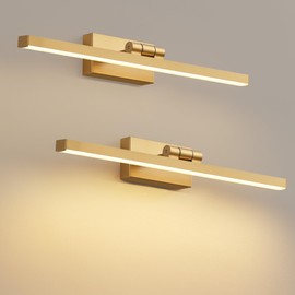 PUSU Picture Lights Set of 2, Gold Cordless 15.7 inch Wall Mount Art Lamp