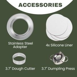 2-tier 12" Bamboo Steamer with Reinforcement & Handle, Reusable Silicone Liner & Accessories Kit For Cooking Dumpling, Baby Bao Bun, Dim Sum, Rice Potsticker Steaming Chinese Asian Food & Vegetables