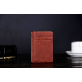 Kronya® Elegant Leather Wallet with RFID Protection | Wallet Case Money Clip Holder Card Holder Credit Card Holder Credit Card Holder, brown, Elegant