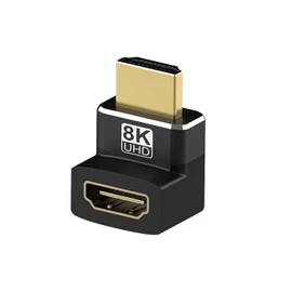 Safe Japanese Company HDMI 2.1 48Gbps 8K @ 60Hz 4K @ 120Hz Male to Female 90 Degree 270 Degree Multi Display Aluminum Alloy 24K Gold Plated Port Lightweight Compact lb-a13 (D Type, 1 Piece)