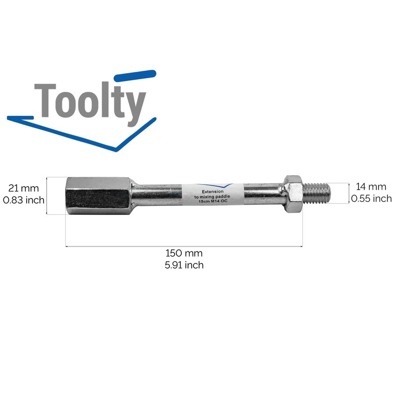 Toolty Professional Mixing Paddle Extension - M14 Thread - Galvanised