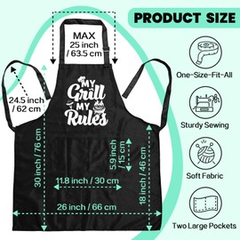 GOSJINNK Funny Grill Aprons for Men, My Grill My Rules Black Chef Apron, Adjustable BBQ Cooking Apron with Pockets, Humor Grilling Gifts for Men Dad Husband, Sweet Housewarming Gifts for Chef Friend