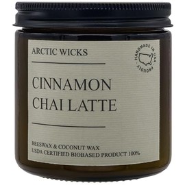 Cinnamon Chai Latte Candles | 16oz Amber Jar | Arctic Wicks Non-Toxic Scented Coconut & Beeswax Candle | Non-Toxic Fall Decor Gifts for Autumn | USDA Certified Biobased