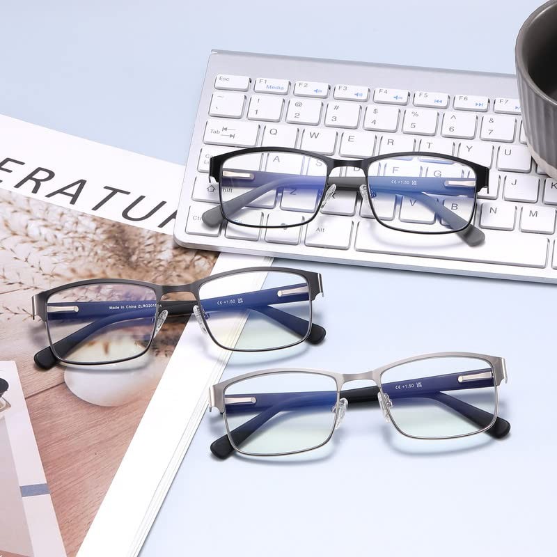AIKLLY Reading Glasses for Men - 3 Pack Blue Light