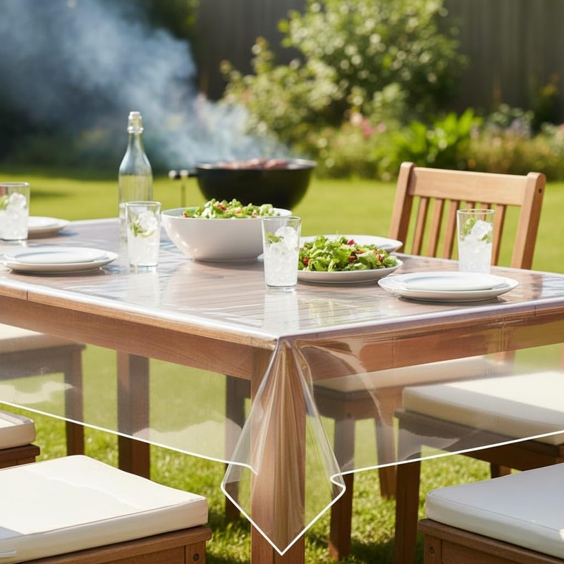 VITA PERFETTA Tablecloth Protector, PVC Transparent (180 x 180 cm)