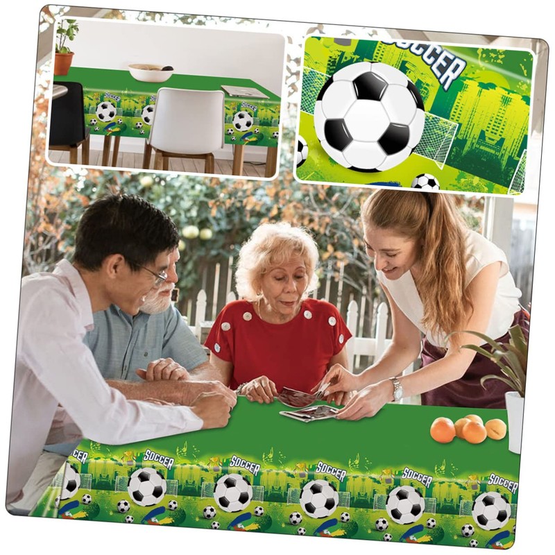 Zerodeko Wear Resistant Pe Table Cover with Soccer Prints Decorative