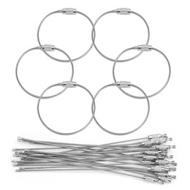 Samcos Wire Keychain, Stainless Steel, Colorful, Screw Type, Keychain, Lost, Theft, Prevention, Multifunctional Wire (Silver)