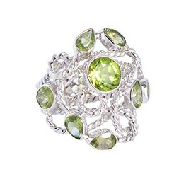 Ravishing Impressions Jewellery Cocktailring aus 925er-Sterlingsilber, grüner Peridot, stilvoll, einzigartig, modisch, für Damen, Größe 54, Stein:, Peridot