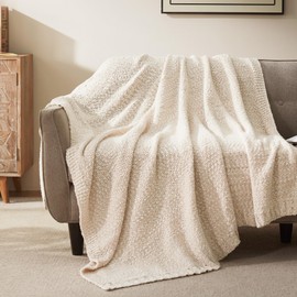 SLEEP ZONE Throw Blanket for Couch, Jersey Knit Blanket Cream Throw Blankets for Bed and Living Room Sofa Chair All Season Warm Cozy Soft Blanket (60x80in, Cream)