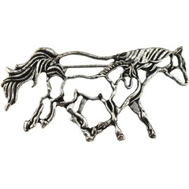 chenxiaonan Silver Colour Hollow Horse Brooches Pin for Women Men Fashion Vintage Animal Brooches Badge for Coat Decoration Jewellery Accessories, Metal