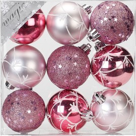 9 pieces. Christmas Tree Baubles 6 cm Ornament Decoration Motifs Plastic Shatterproof Decorative Baubles Christmas Baubles Tree Decoration Set Christmas Tree Decoration Christmas Decoration 60 mm