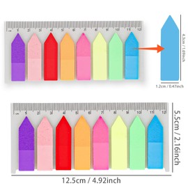 SZXMDKH 1120 PCS Page Markers, Sticky Tabs, Book Tabs, Rectangle and Arrow Sticky Notes Flags Used as Reading Label Bookmarks with 12 cm Measurement Ruler