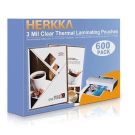 HERKKA 600 Pack Laminating Sheets, Holds 8.5 x 11 Inch Sheets, 3 Mil Clear Thermal Laminating Pouches 9 x 11.5 Inch Lamination Sheet Paper for Laminator, Round Corner Letter Size