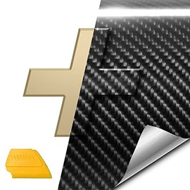 VViViD Vinyl Car Wrap Emblem, Tek R Gloss Black Carbon Fiber, Compatible with Chevy Bowtie Logo (6 Rolls (11.8 Inch x 4 Inch) + Squeegee)