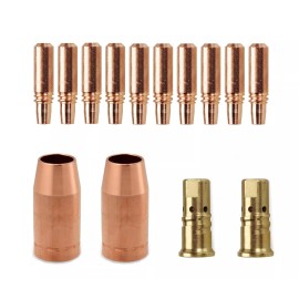 USWELD 10 Fastip Tips & 2 Nozzles & 2 Diffusers Fits Miller Spoolmatic 15A 30A Pro - .035" / .030" (AL Wire)