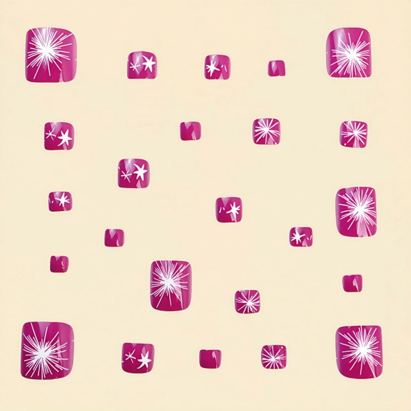 Square Press on Toenails Purple Fake Toe Nails with Star