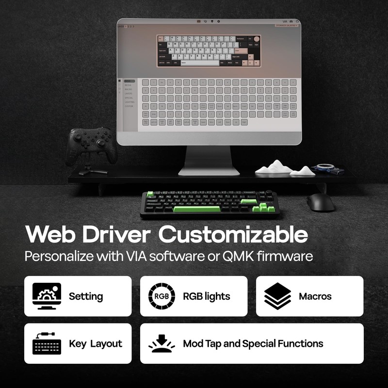 EPOMAKER Galaxy68 QMK/VIA Wireless Mechanical Keyboard, Anodized Aluminum, TOP/Gasket, 6000mAh,