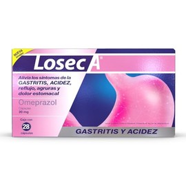 Losec Tratamiento Síntomas Gastritis Alivia Dolor Boca Estómago Sensación Vacío Reflujo Agruras Ardor Acidez Estomacal Caja Cápsulas