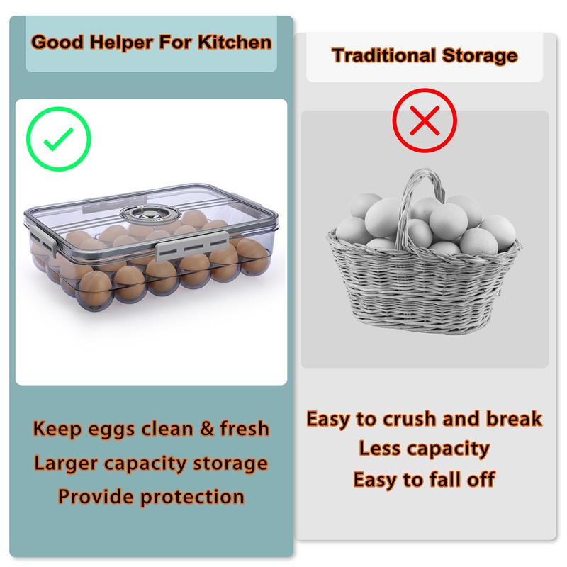 BTSKY Premium Plastic Egg Holder for Fridge - 24 Egg