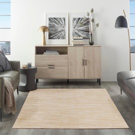 Nourison Essentials Indoor-Outdoor Ivory Gold 4' x 6' Area Rug, Easy Cleaning, Non Shedding, Bed Room, Living Room, Dining Room, Backyard, Deck, Patio (4x6)