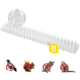 Touri Upgraded 24 Pack Clear Bird Spikes, Transparent PVC Bird Deterrent Strips for Roofs, Fences, Window Sills & Gutters, Low-Visibility Design, Helps Discourage Landing, Roosting & Nesting, 33.4 Ft