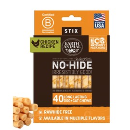 Earth Animal No Hide Stix - Long Lasting Rawhide Free Small Dog Chews Sticks, Chicken - 40 Count Extra Value Pack