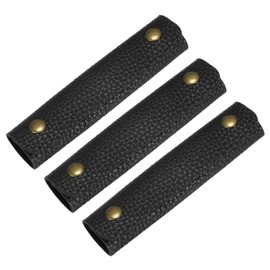 TIXIPEM Leather Handle Wrap [3PCS] - Handbag Handle Wrap Cover with 2 Metal Clasps Use for Suitcases & Bags & Shopping Totes & Wallets - [Black-5IN/12CM] Soft Purse Strap Pad