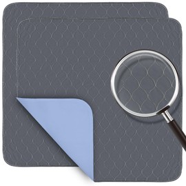 Incontinence Bed Pads 2 Pack 18” x 18” Washable Underpads- Super Absorbency Reusable Bedwetting Incontinence Pads for Kids, Adults, Elderly, and Pets - Waterproof Protective Pad for Sofa, Floor, Bed