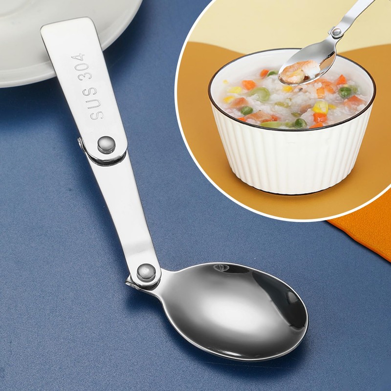 4 Pieces of Foldable Tableware, Stainless Steel Foldable Tableware, Multi-Functional
