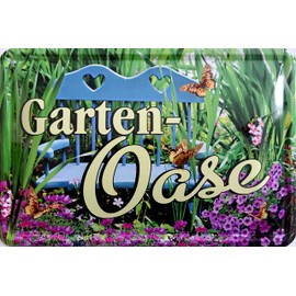 Tin Sign 20 x 30 cm Garden Oasis Recreation Relaxation Enjoy Life