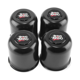 RTrhinotuning 4 PCS 4.25in Stainless Steel Trailer Wheel Center Caps for Truck SUV RV Rim Center Caps 4.29" Tall Matte Black Push Through Hub Cover